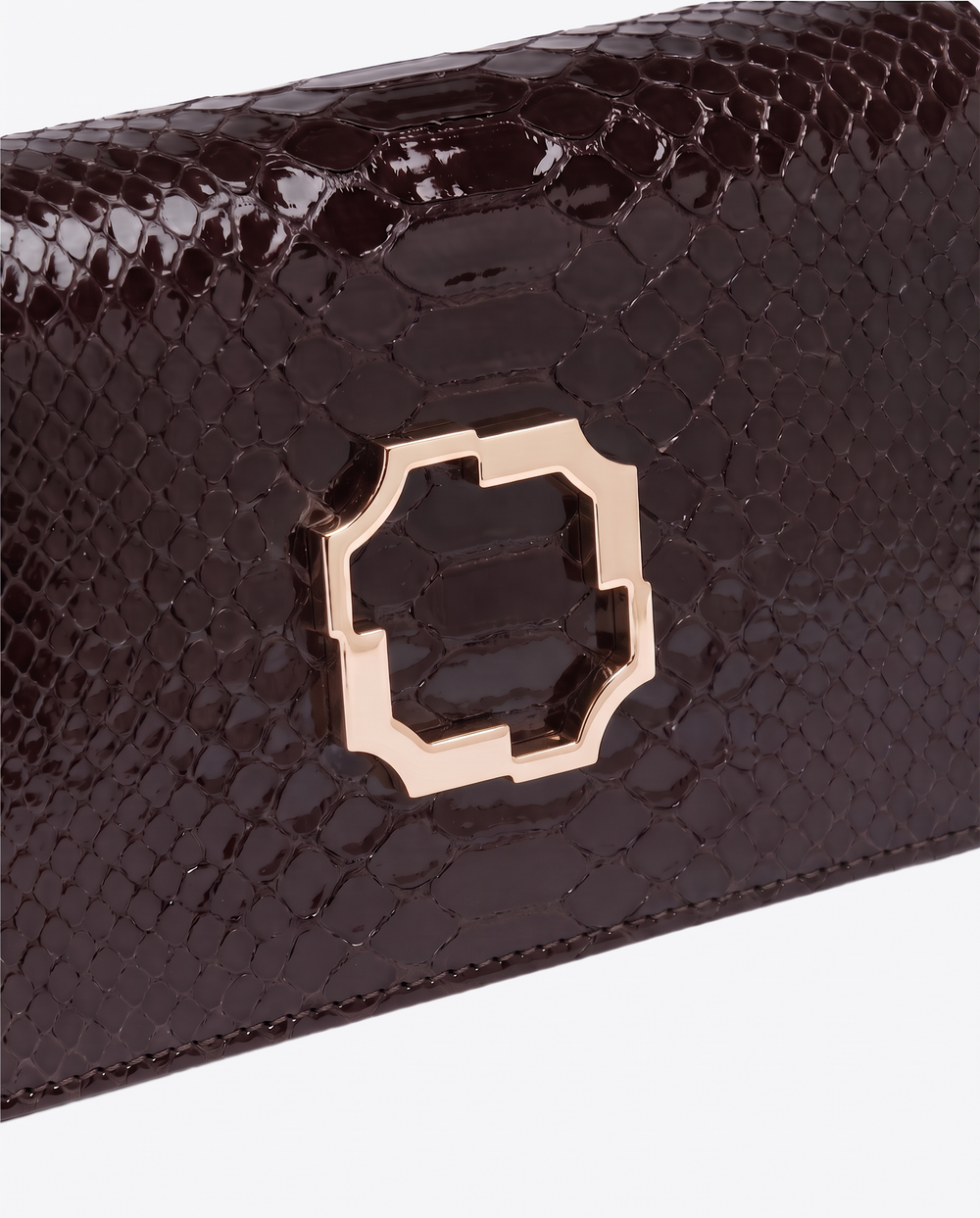 Vivien Dark Brown Embossed Leaher Clutch Bag