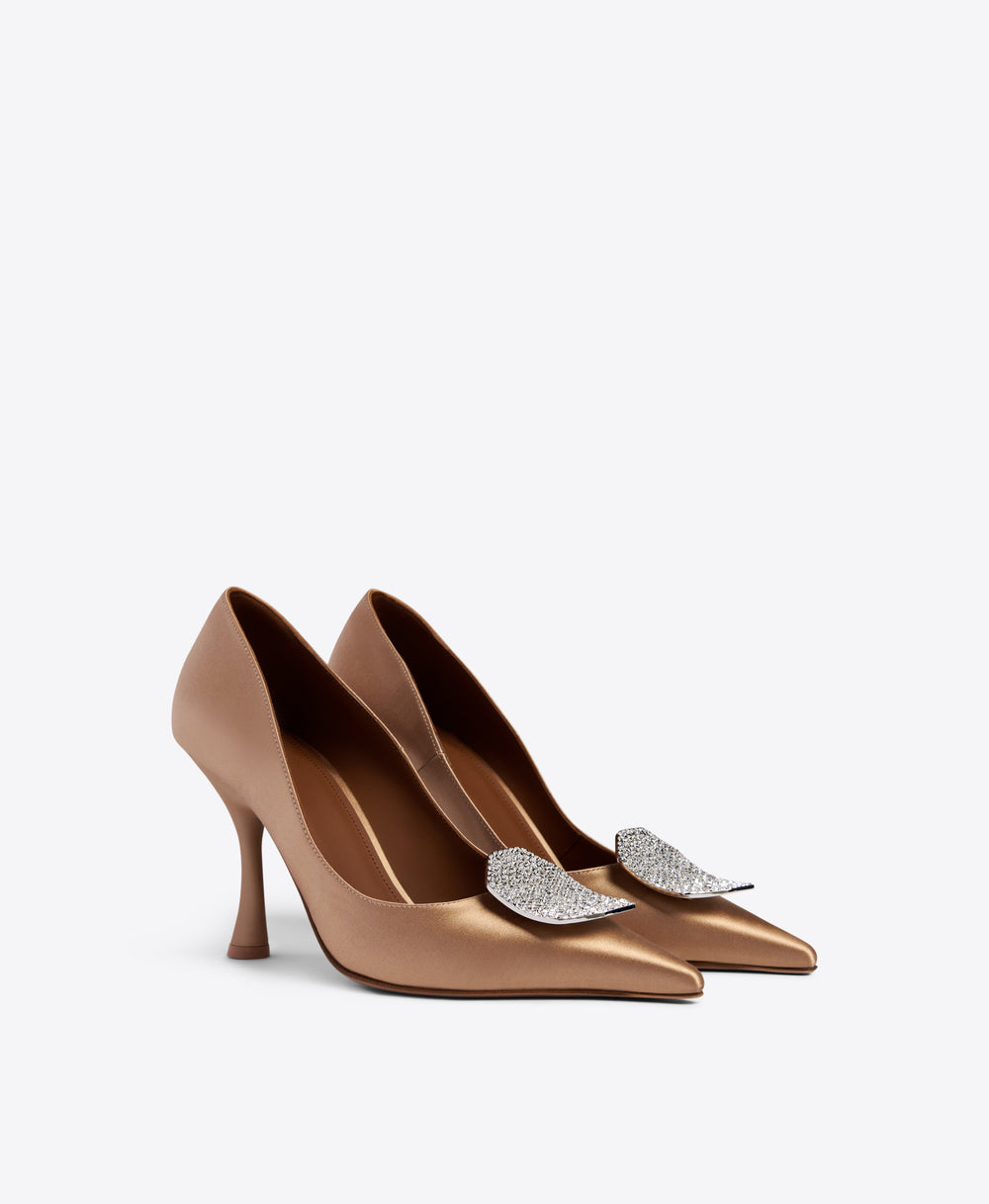 Malone Souliers Vonn 90mm Sepia Satin Heeled Pumps