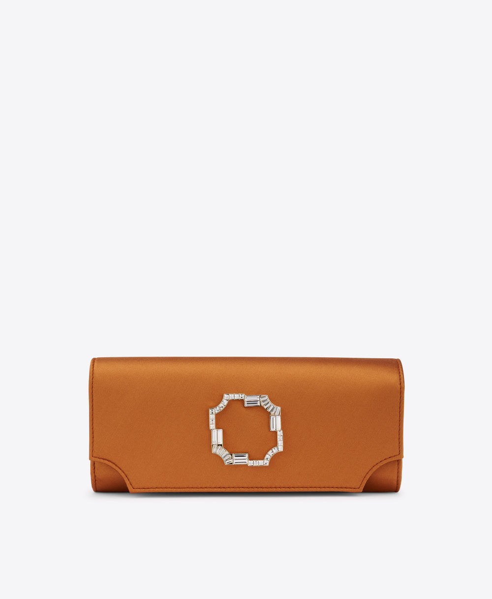 Vivien Bronze Satin Wallet on Chain Malone Souliers