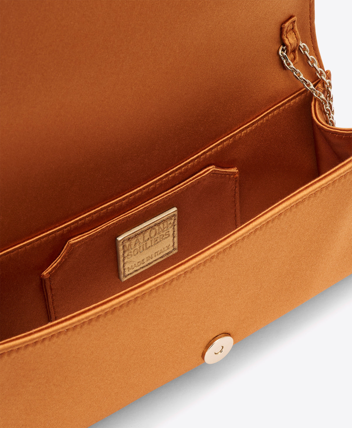 Vivien Bronze Satin Wallet on Chain Malone Souliers