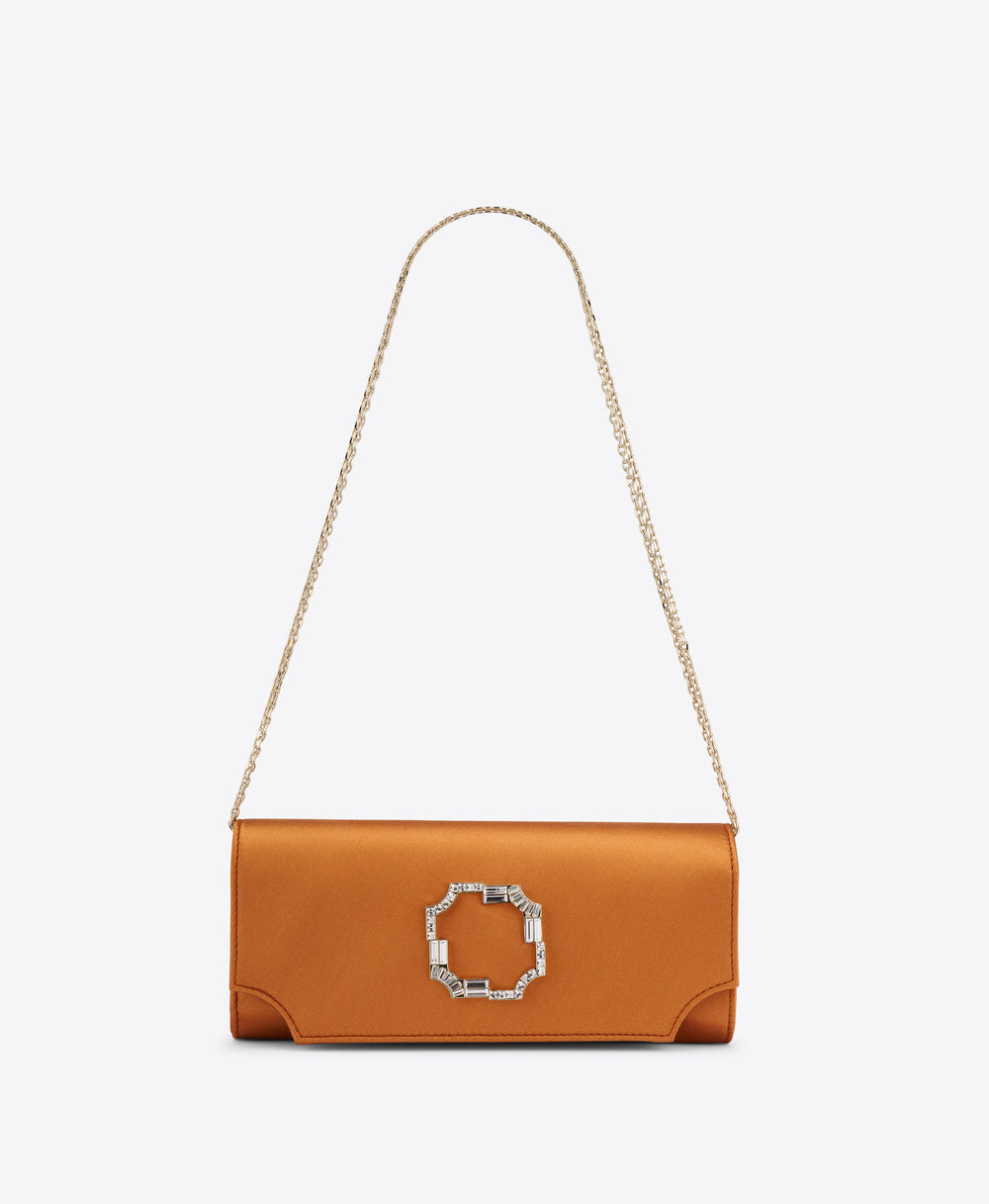 Vivien Bronze Satin Wallet on Chain Malone Souliers