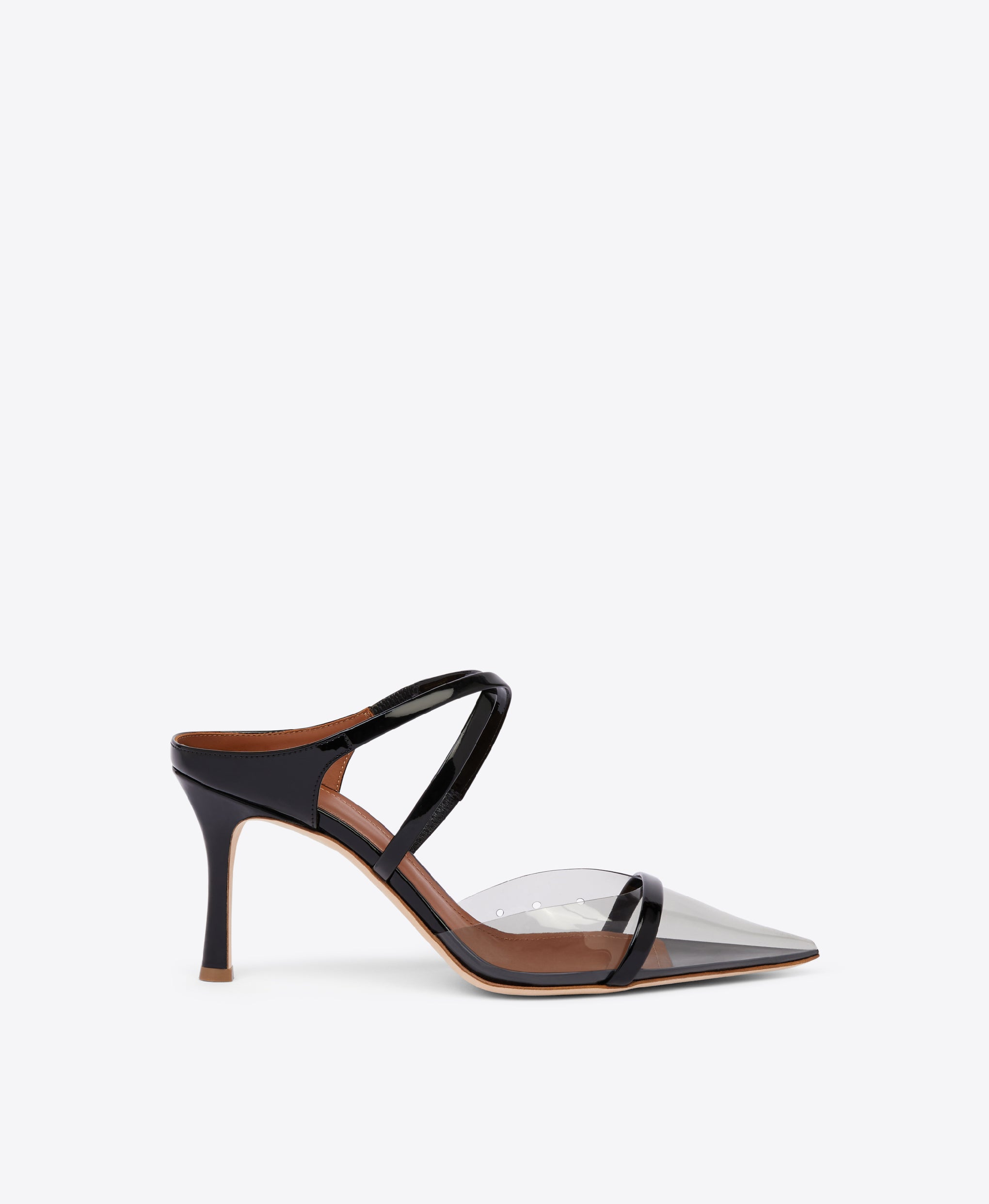 Malone Souliers Yoana 80 Black PVC Heeled Mules