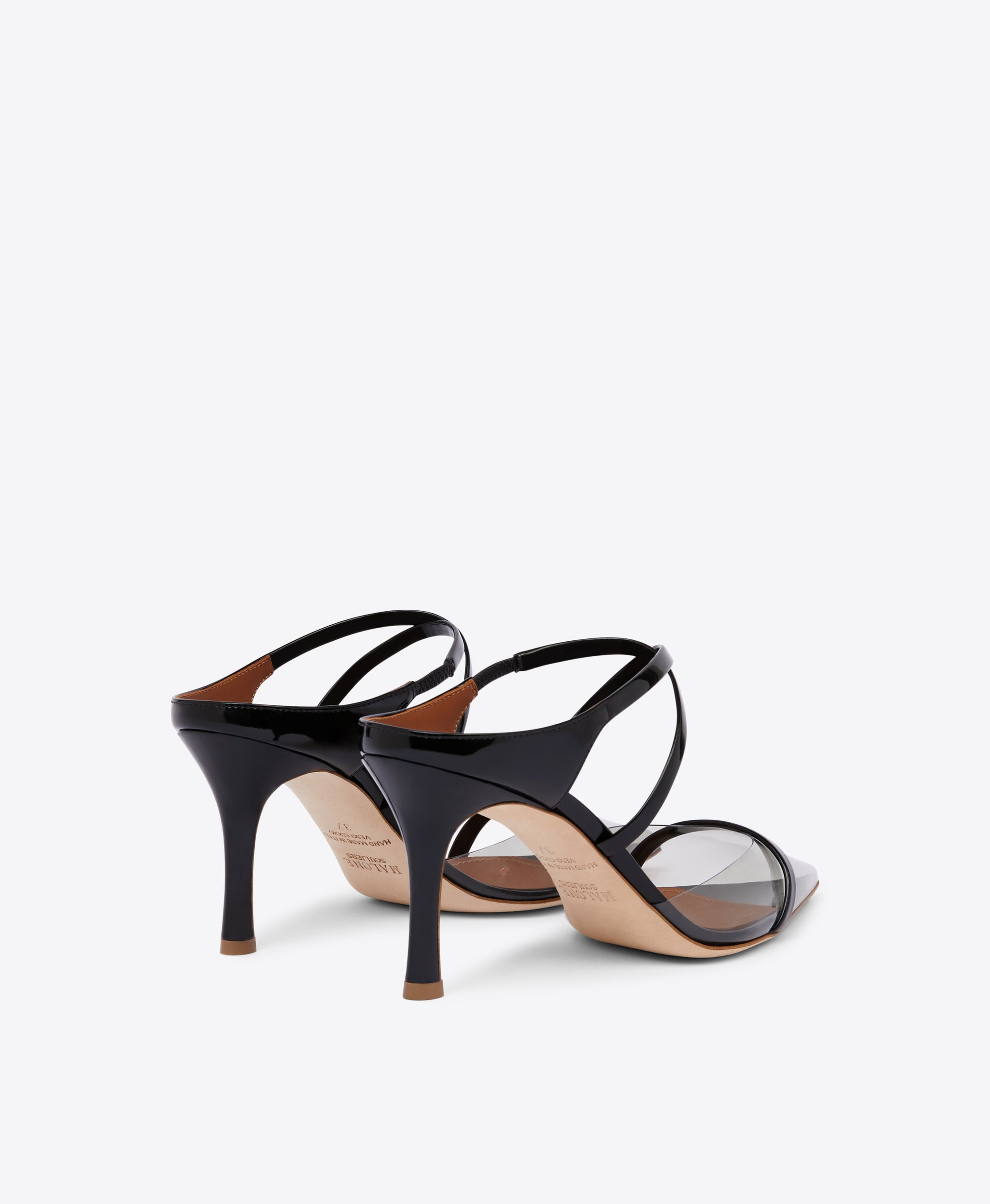 Malone Souliers Yoana 80 Black PVC Heeled Mules
