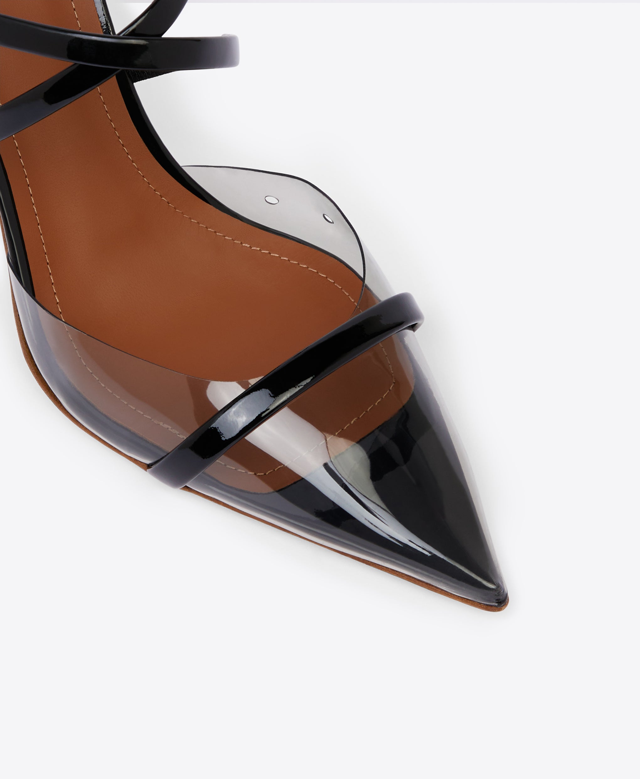 Malone Souliers Yoana 80 Black PVC Heeled Mules