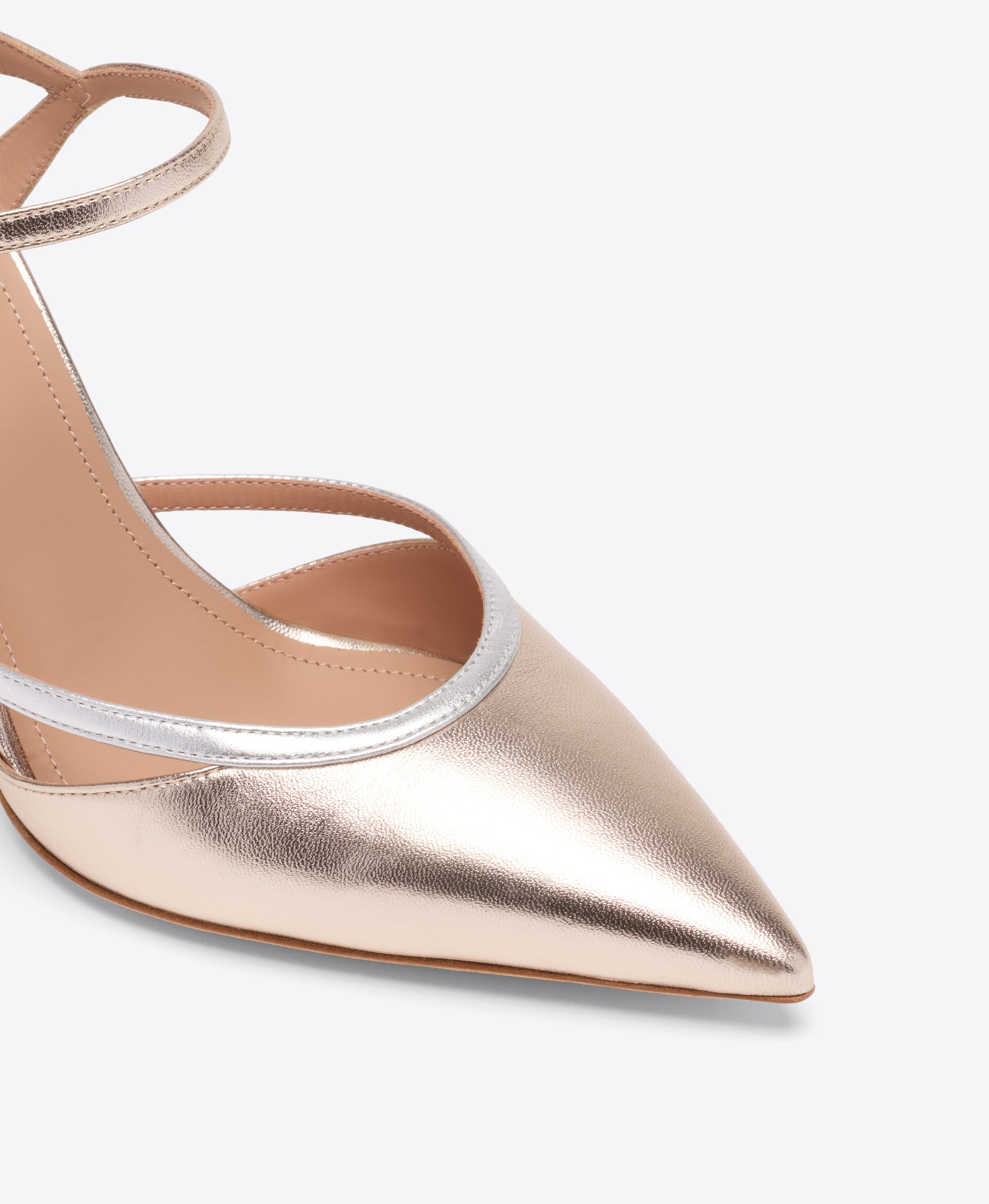 Yola 90 Champagne & Silver Metallic Leather Mules Malone Souliers