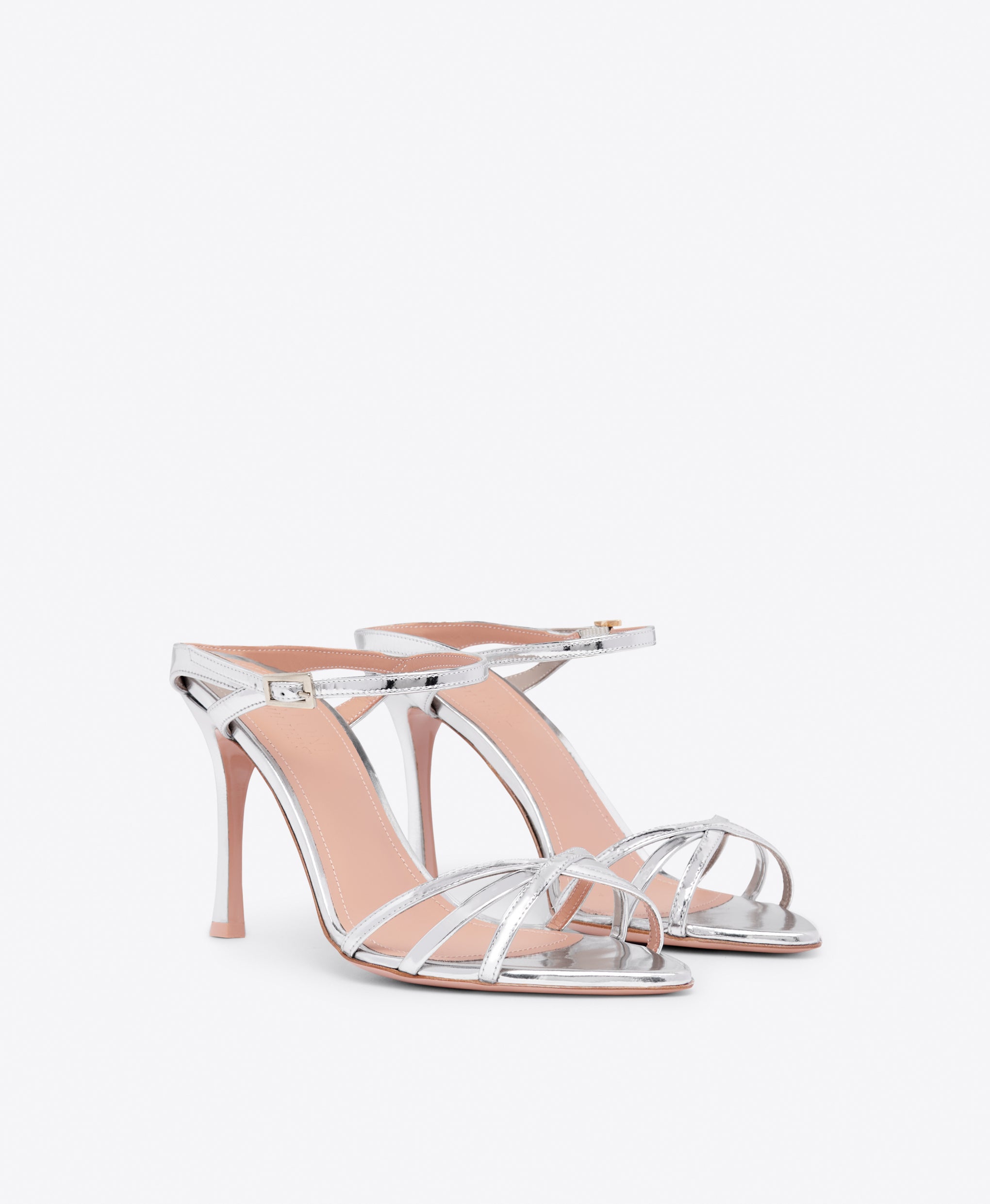 Yuna 90 Silver Mirror Leather Sandals Malone Souliers