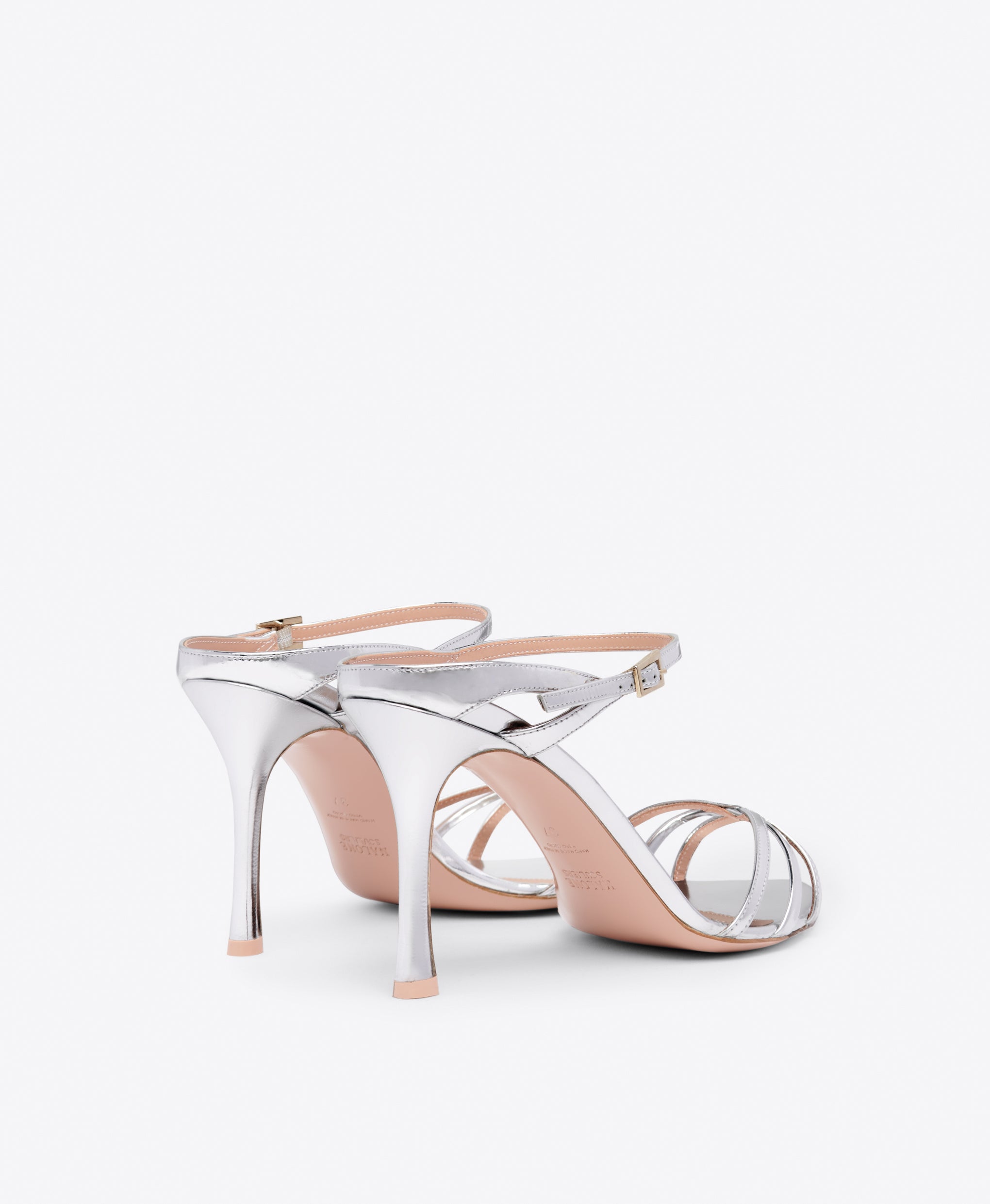 Yuna 90 Silver Mirror Leather Sandals Malone Souliers