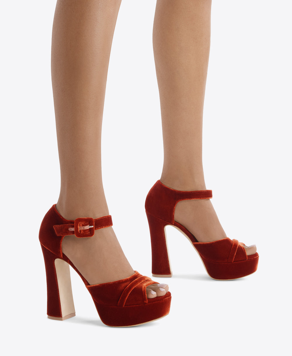 Yuri 125 Dark Orange Velvet Sandals Malone Souliers