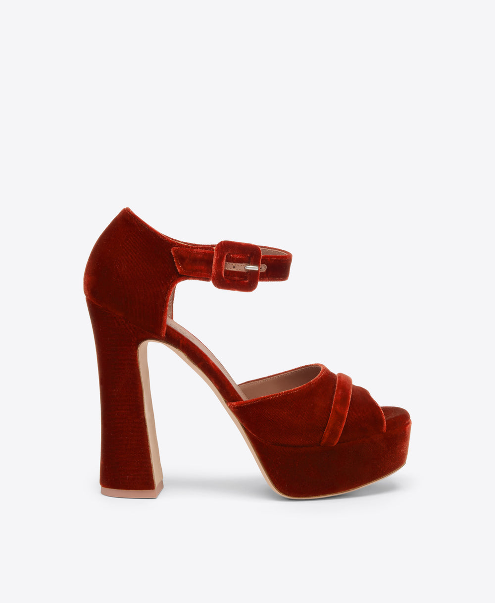 Yuri 125 Dark Orange Velvet Sandals Malone Souliers