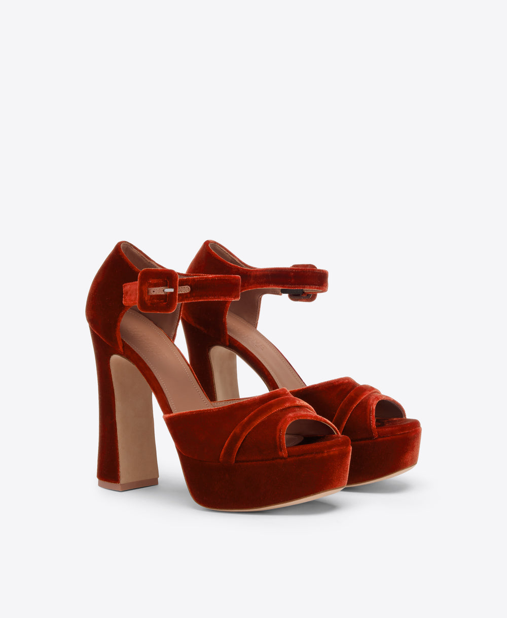Yuri 125 Dark Orange Velvet Sandals Malone Souliers