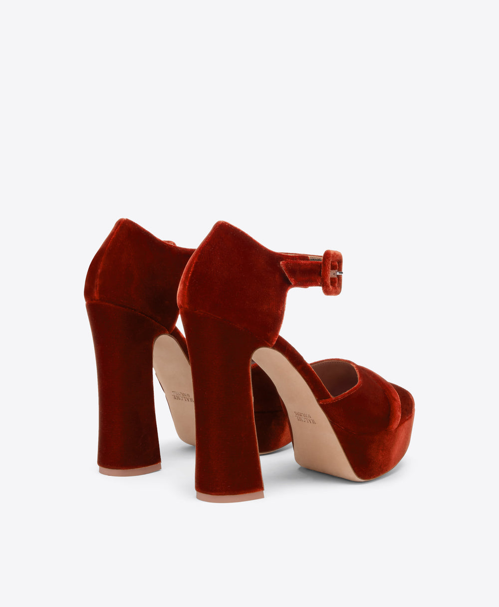 Yuri 125 Dark Orange Velvet Sandals Malone Souliers