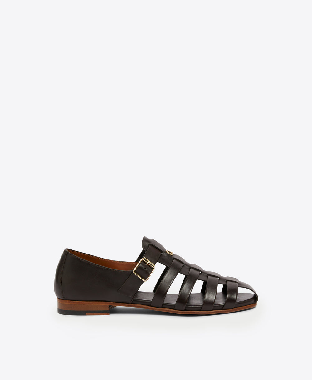 Men's Brown Leather Fisherman Sandals  Malone Souliers