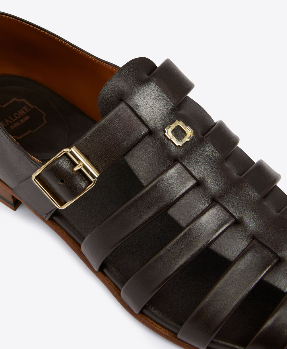 Men's Brown Leather Fisherman Sandals  Malone Souliers