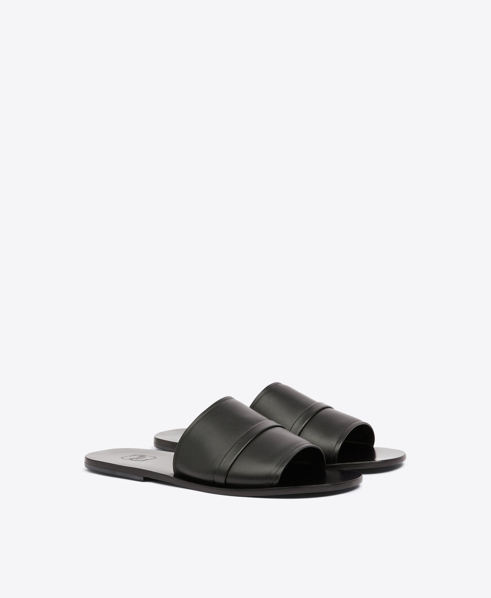 Men's Black Leather Slides  Malone Souliers