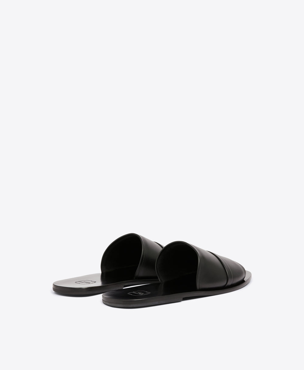 Men's Black Leather Slides  Malone Souliers