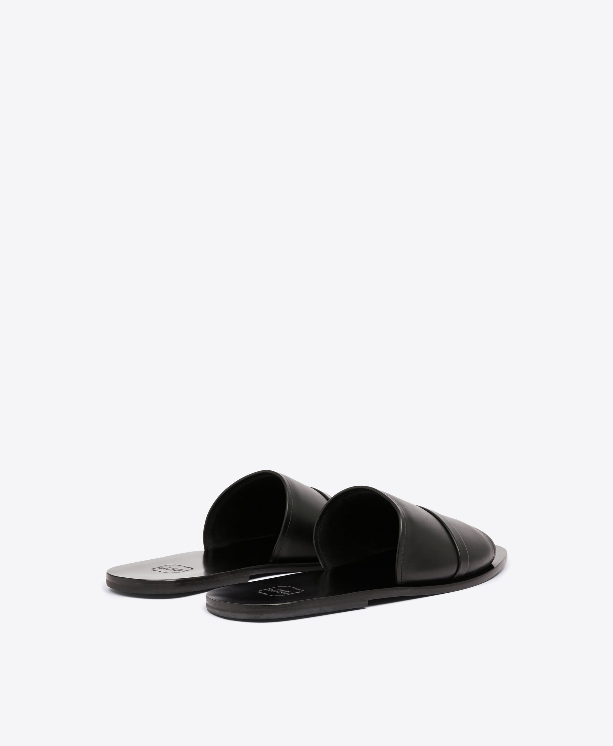 Men's Black Leather Slides  Malone Souliers