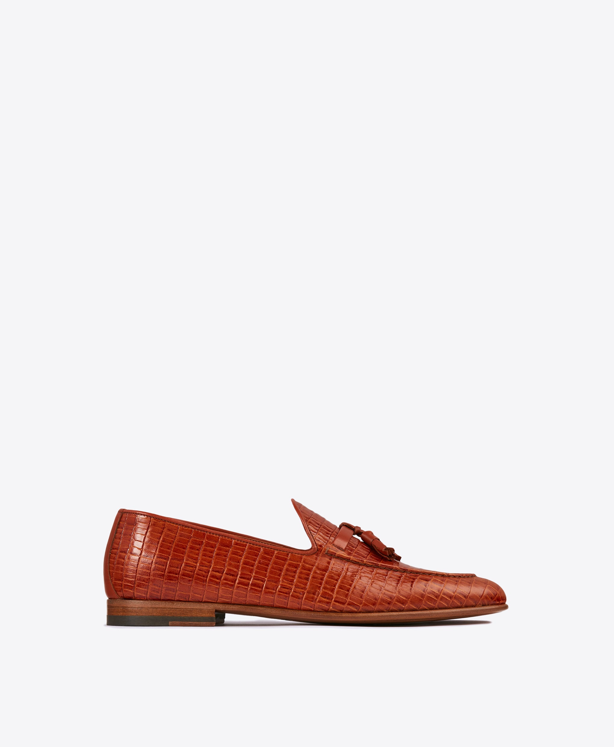 Men's Malone Souliers Brown Croc Leather Loafers