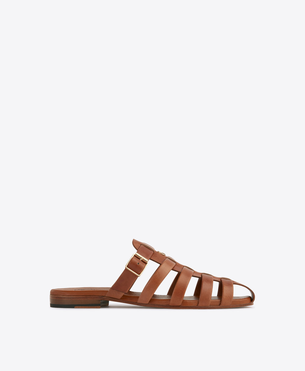 Men's Brown Leather Slip On Sandals Malone Souliers