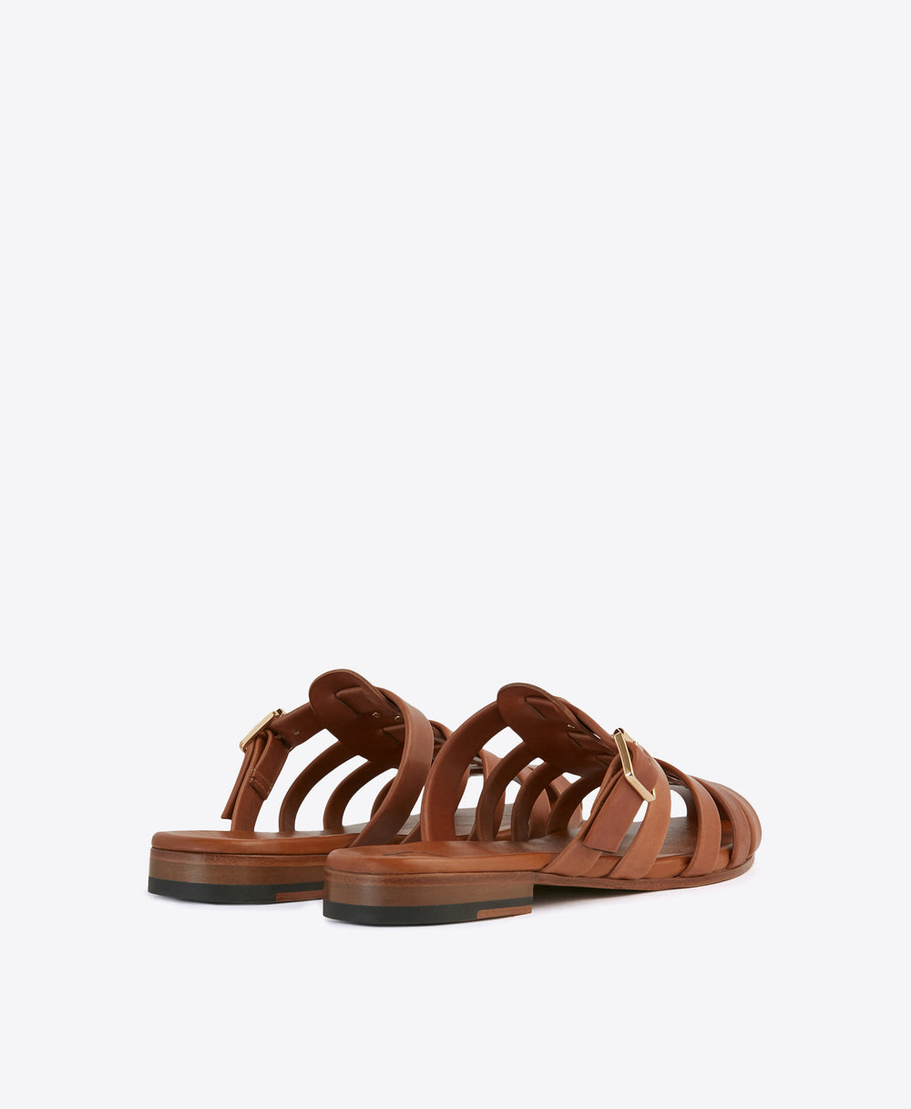 Men's Brown Leather Slip On Sandals Malone Souliers