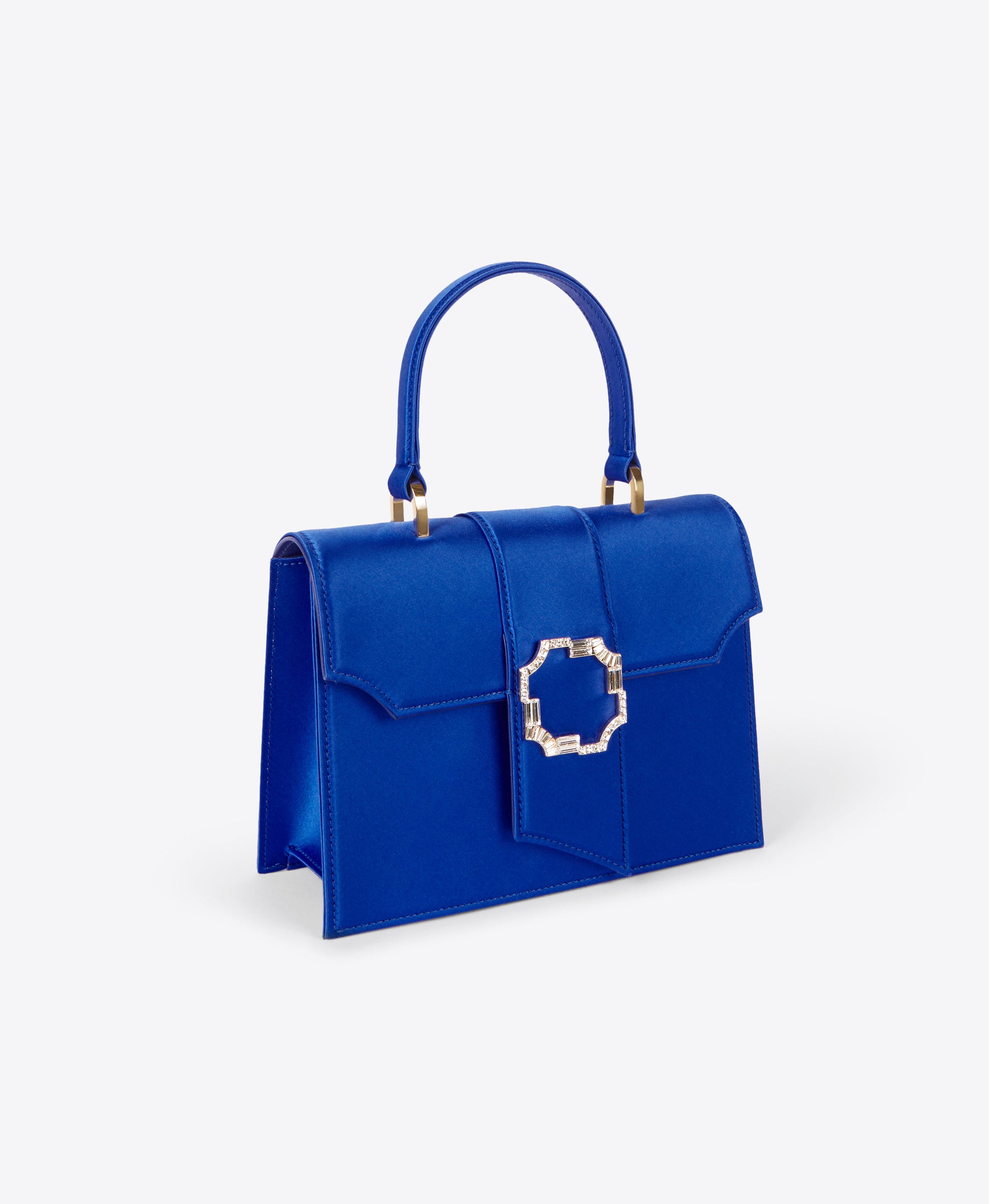 Women's Electric Blue Satin Square Handbag Malone Souliers