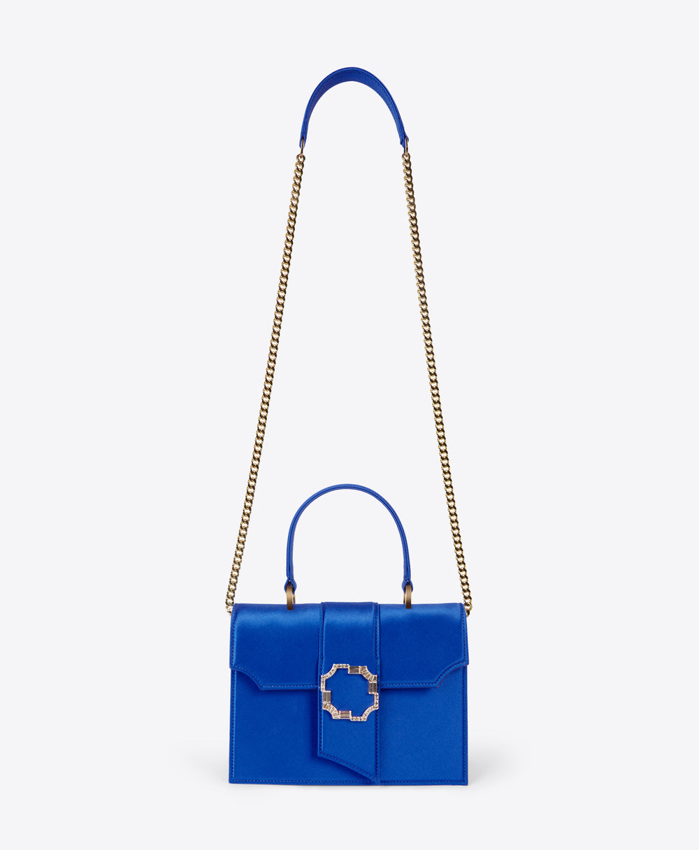 Women's Electric Blue Satin Square Handbag Malone Souliers