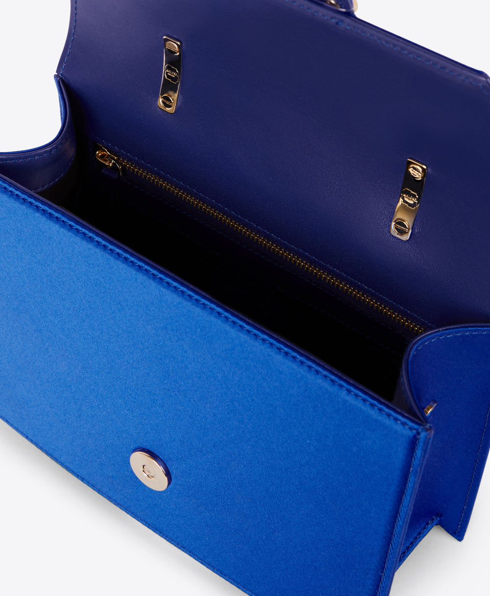 Women's Electric Blue Satin Square Handbag Malone Souliers