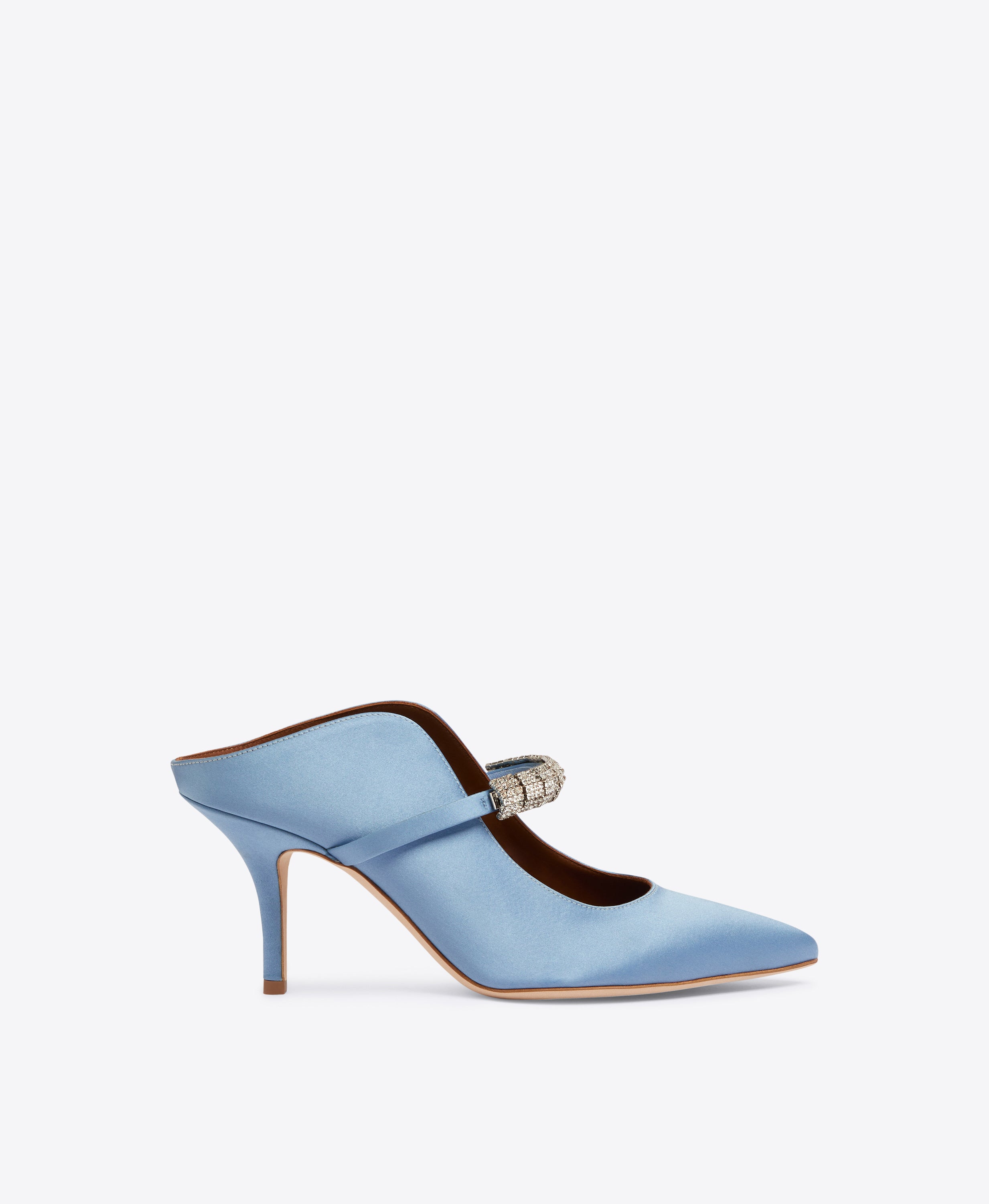 Bella 70 Blue Satin Heeled Mules