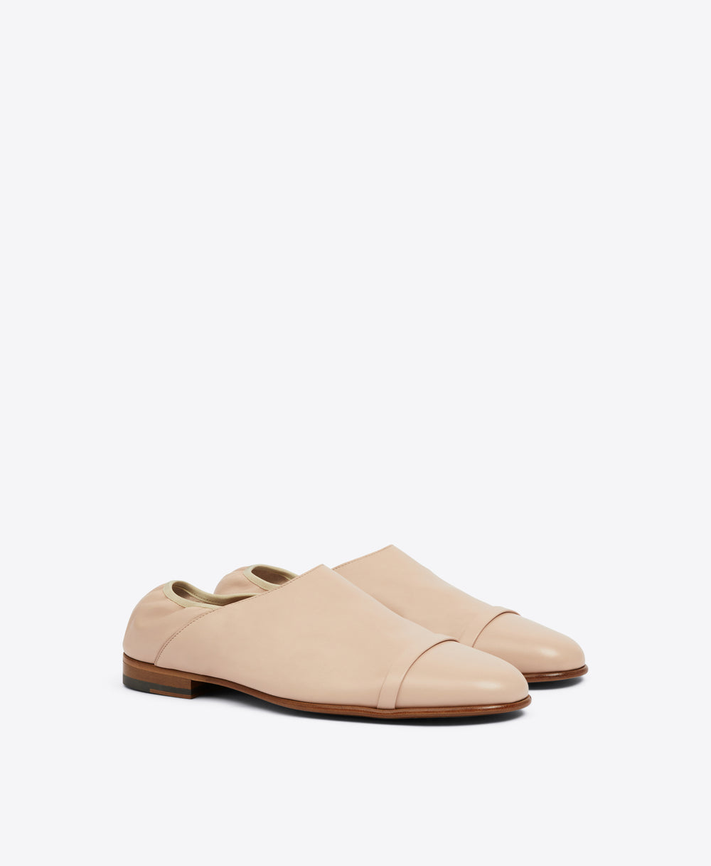 Men's Beige Leather Slippers  Malone Souliers
