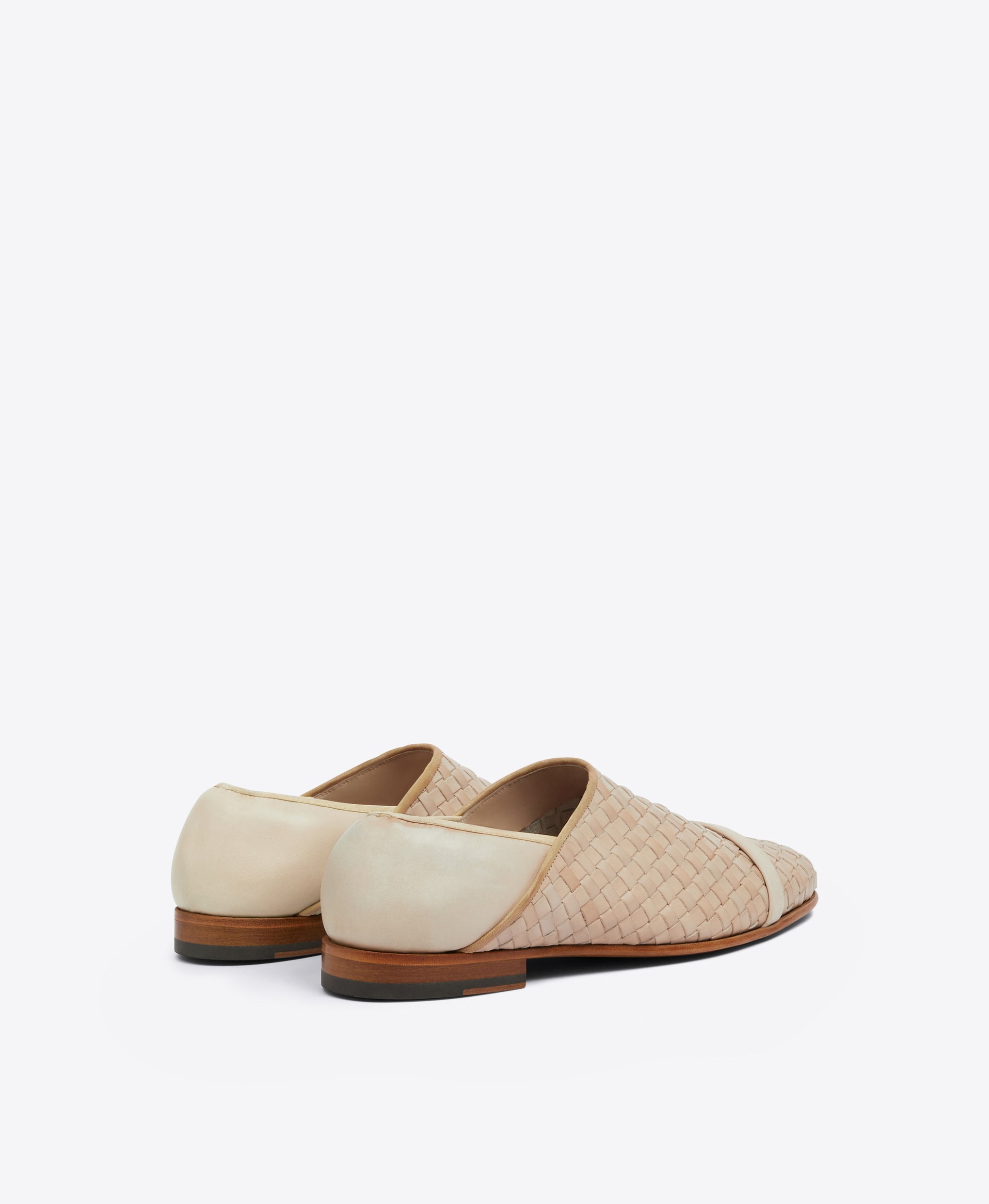 Men's Camel Woven Leather Slippers  Malone Souliers