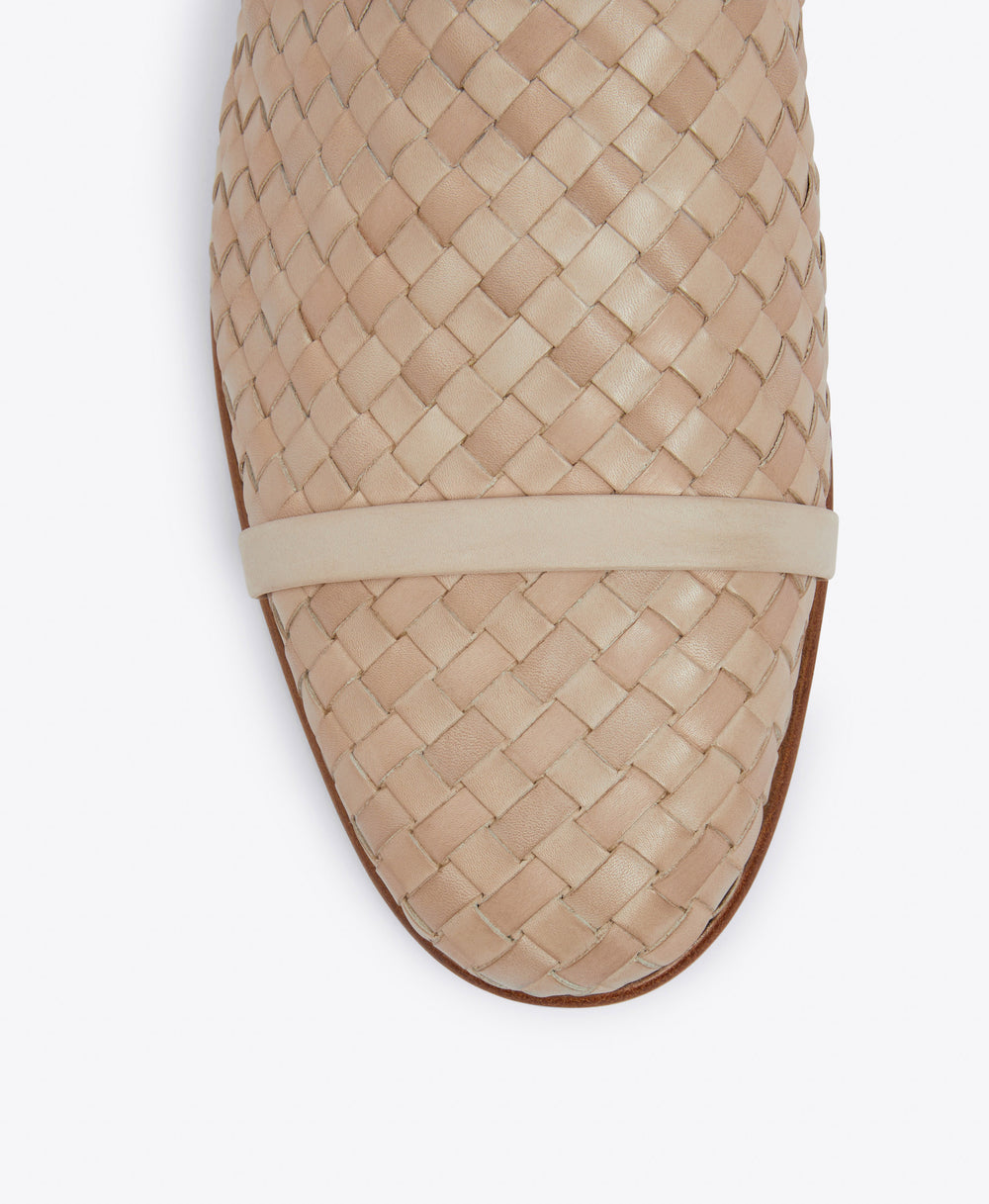 Men's Camel Woven Leather Slippers  Malone Souliers