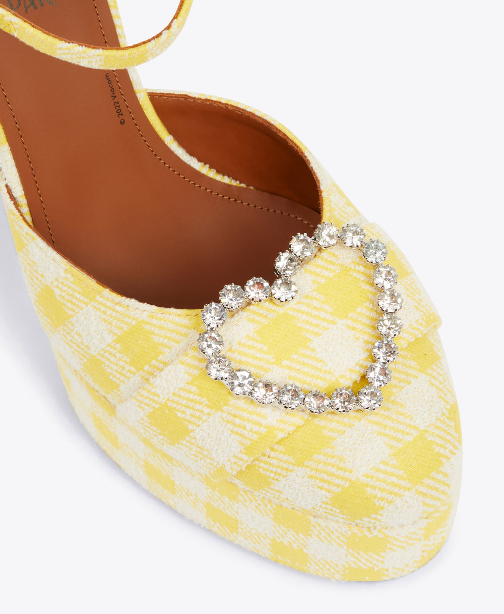 Women's Yellow Tweed Platform Heels Malone Souliers
