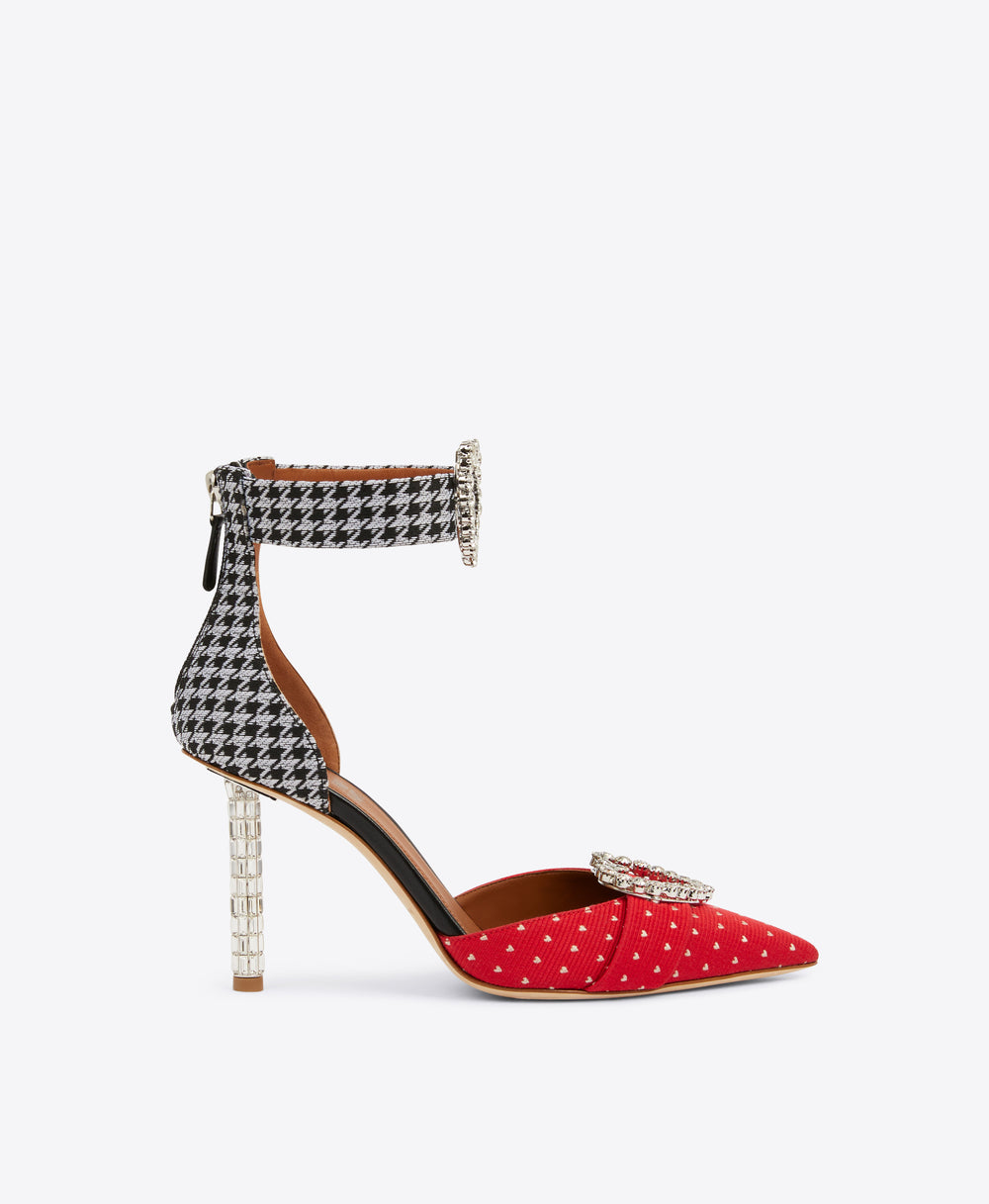 Women's Red Black Cotton Stiletto Heels Malone Souliers