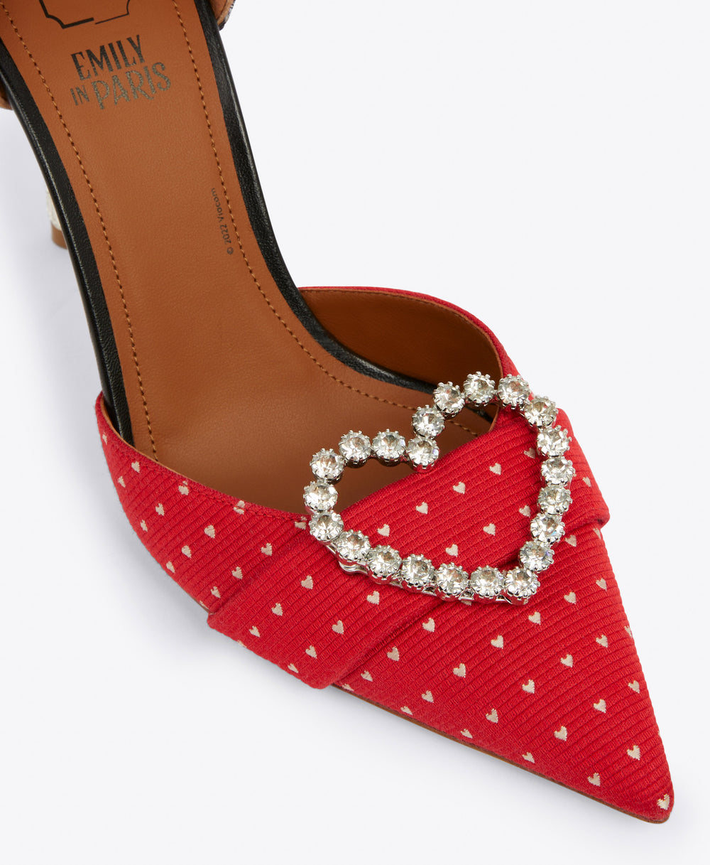 Women's Red Black Cotton Stiletto Heels Malone Souliers