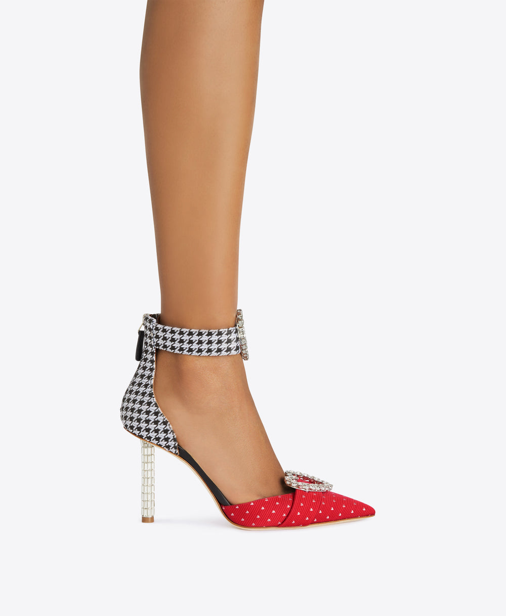 Women's Red Black Cotton Stiletto Heels Malone Souliers