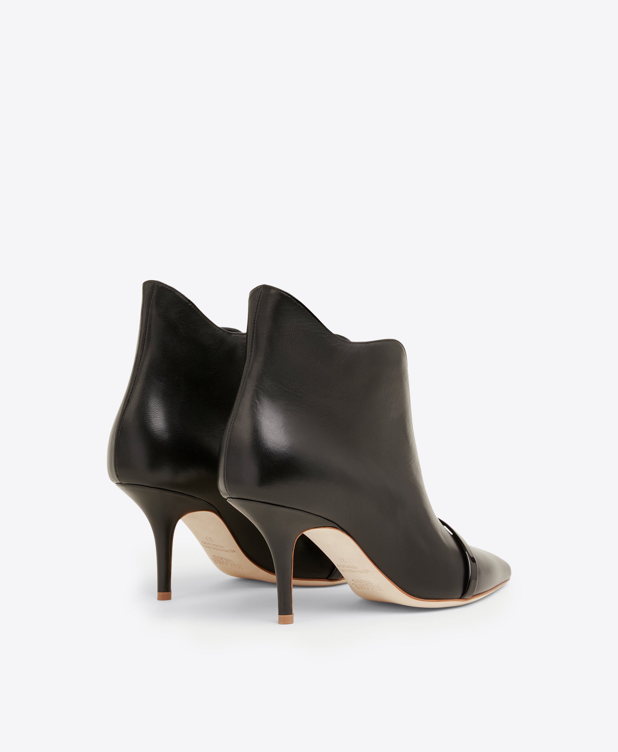 Black patent leather kitten heel boots deals