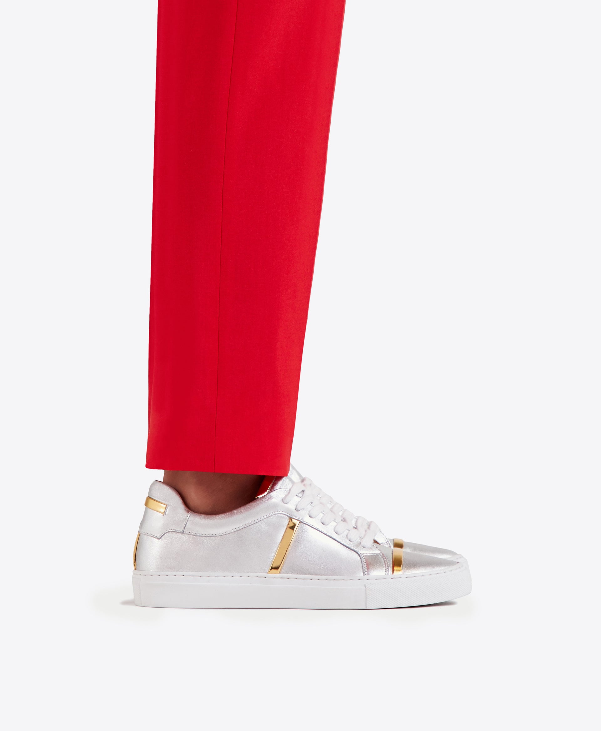 Deon Metallic Silver Leather Sneakers | Malone Souliers