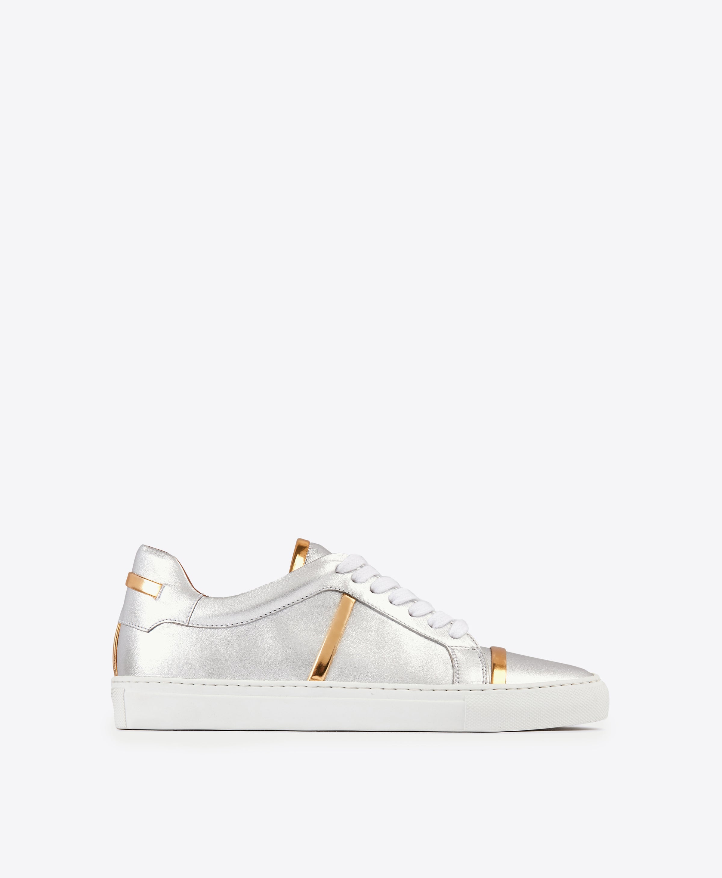 Deon Metallic Silver Leather Sneakers | Malone Souliers