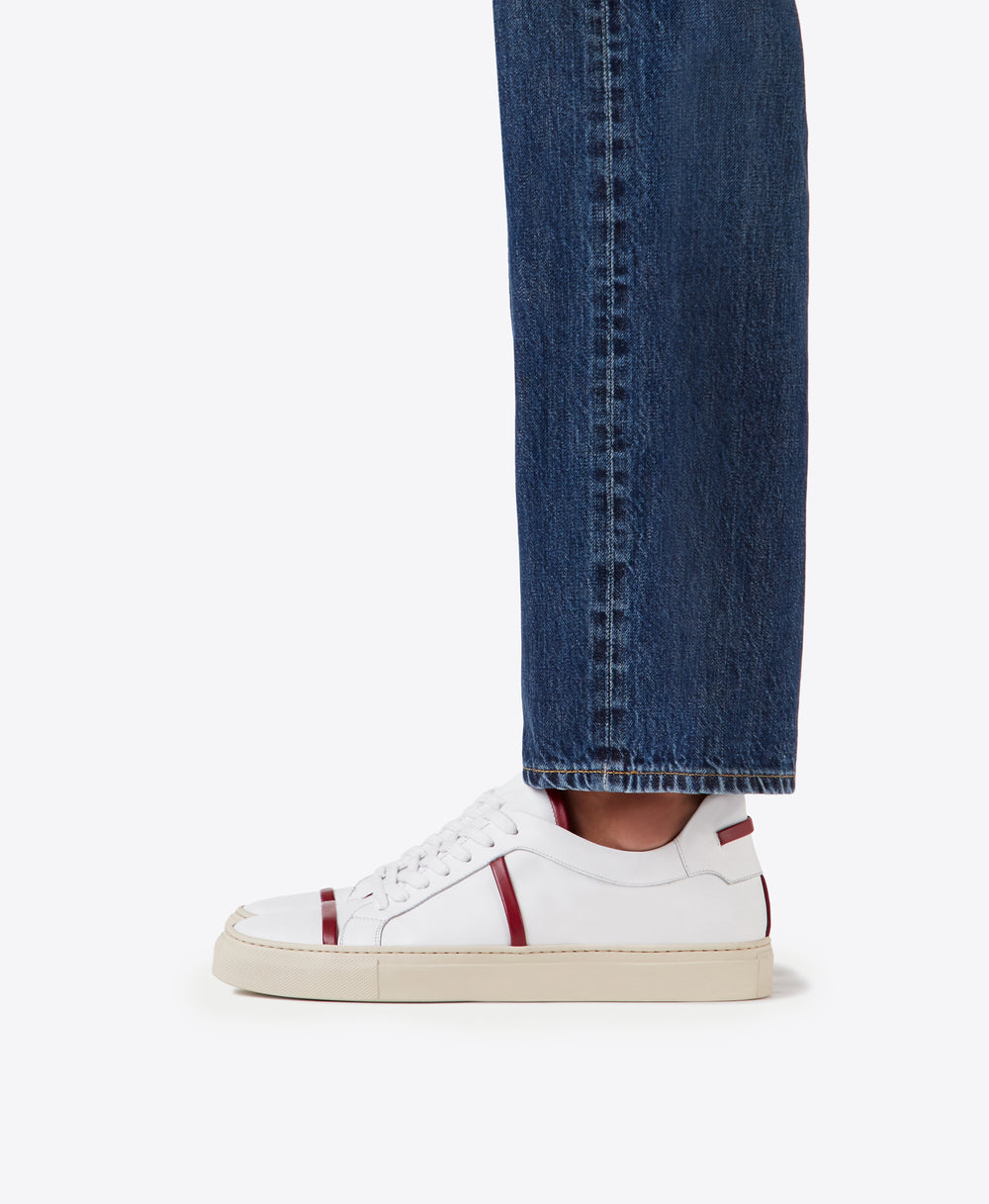 Men's White and Red Leather Sneakers Malone Souliers