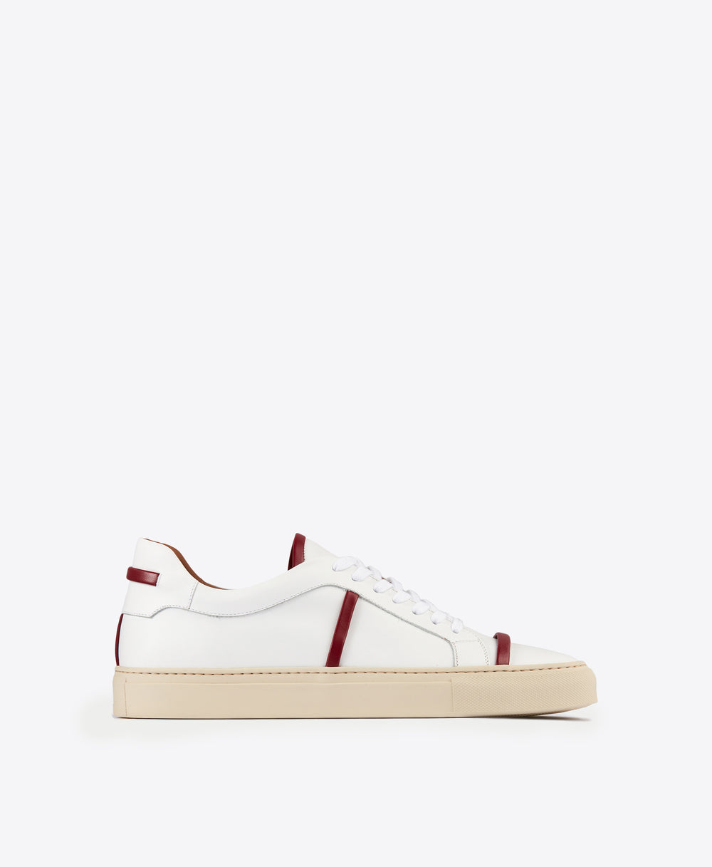 Men's White and Red Leather Sneakers Malone Souliers