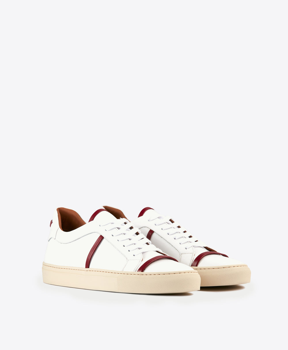 Men's White and Red Leather Sneakers Malone Souliers