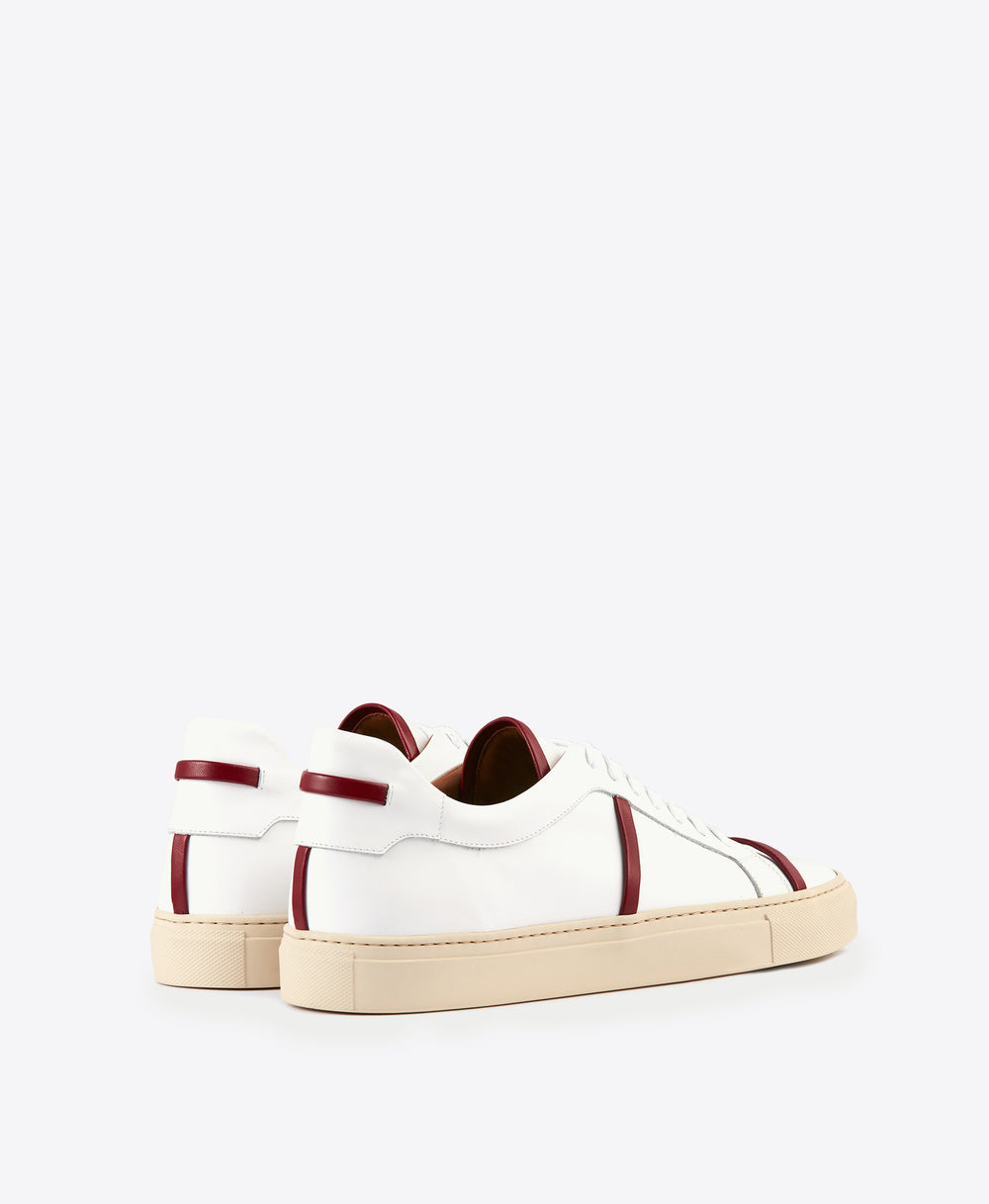 Men's White and Red Leather Sneakers Malone Souliers