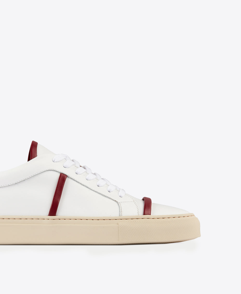 Men's White and Red Leather Sneakers Malone Souliers