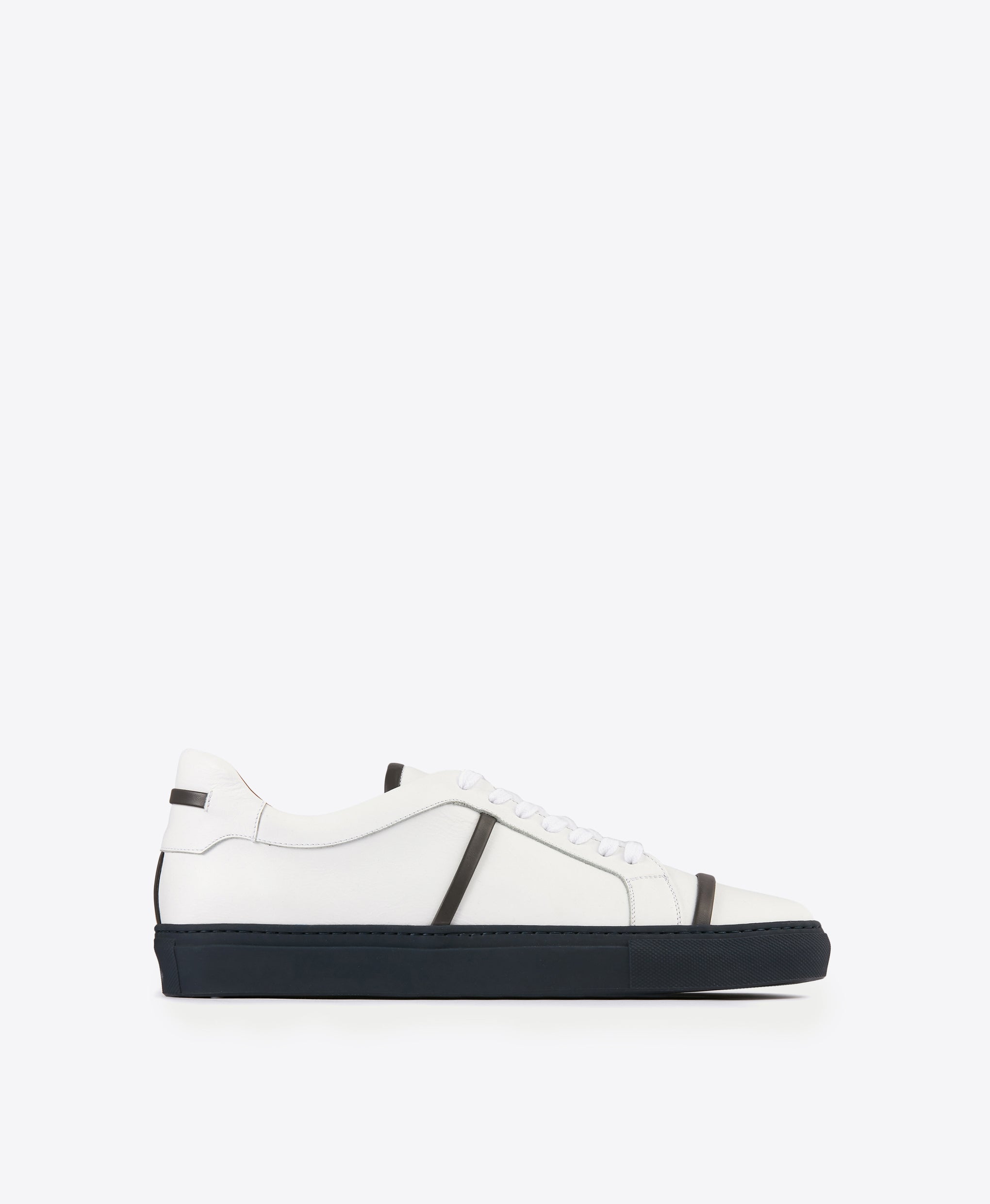 Men's White & Grey Leather Sneakers Malone Souliers