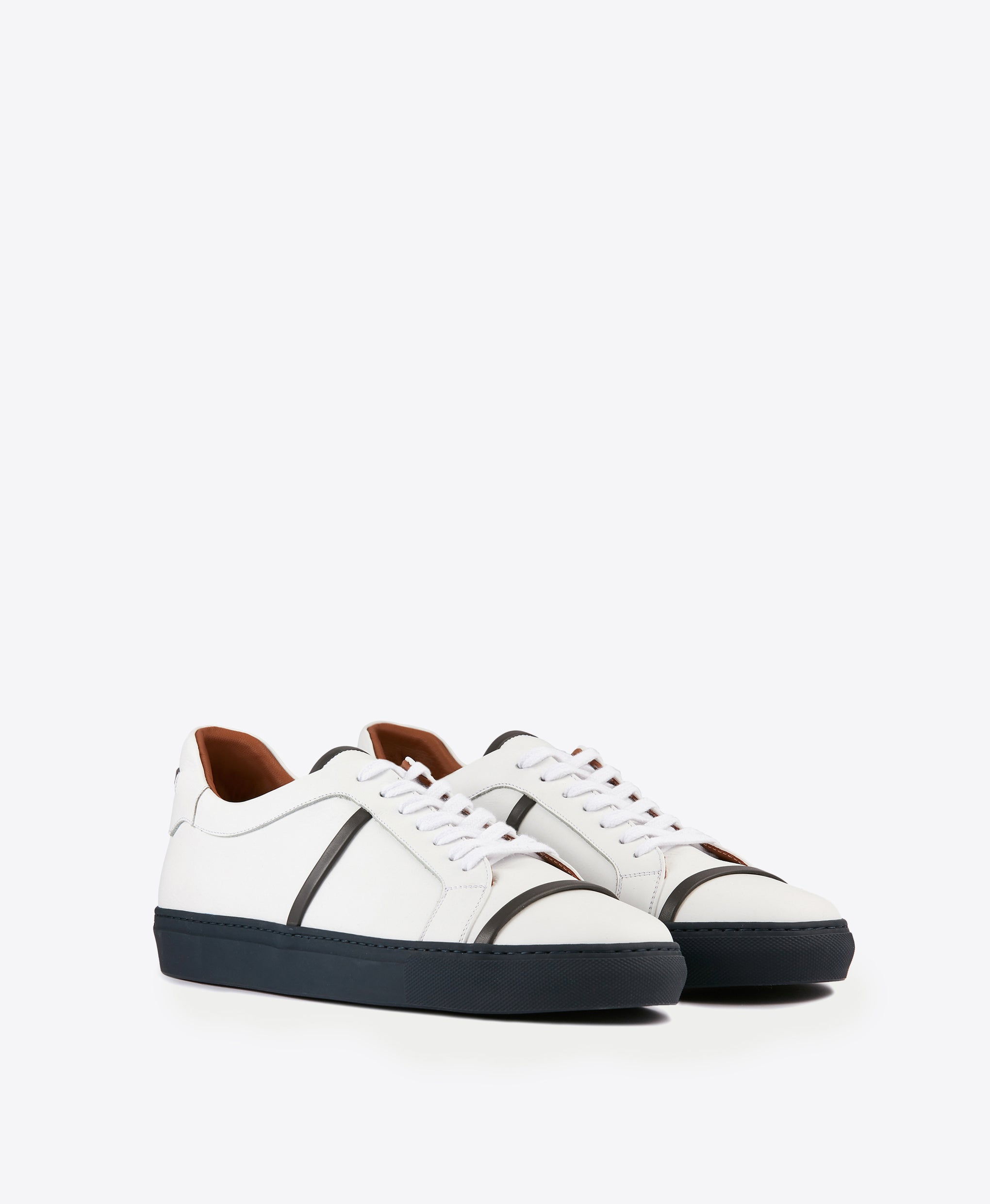 Men's White & Grey Leather Sneakers Malone Souliers