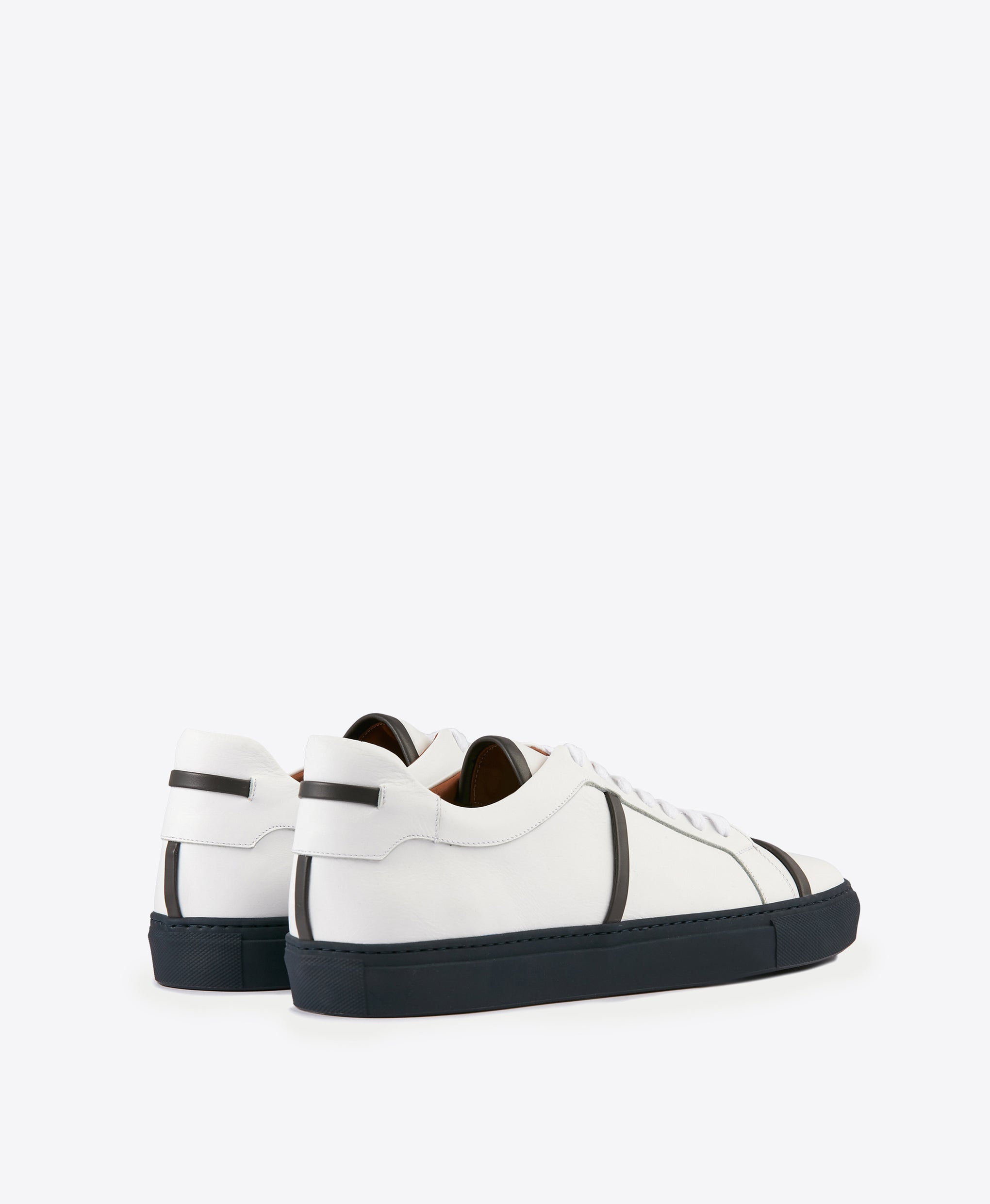 Men's White & Grey Leather Sneakers Malone Souliers