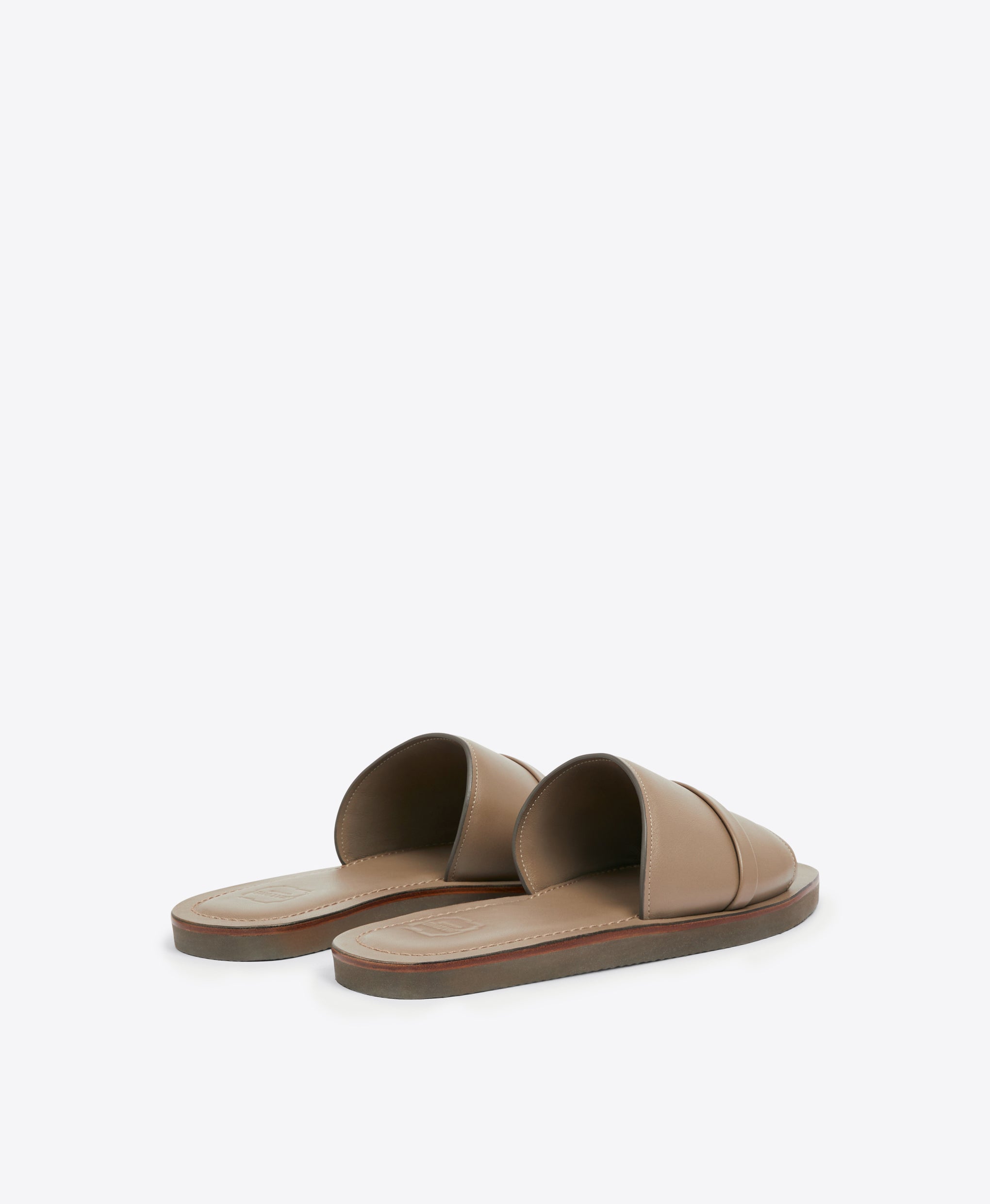 Men's Taupe Leather Slides  Malone Souliers