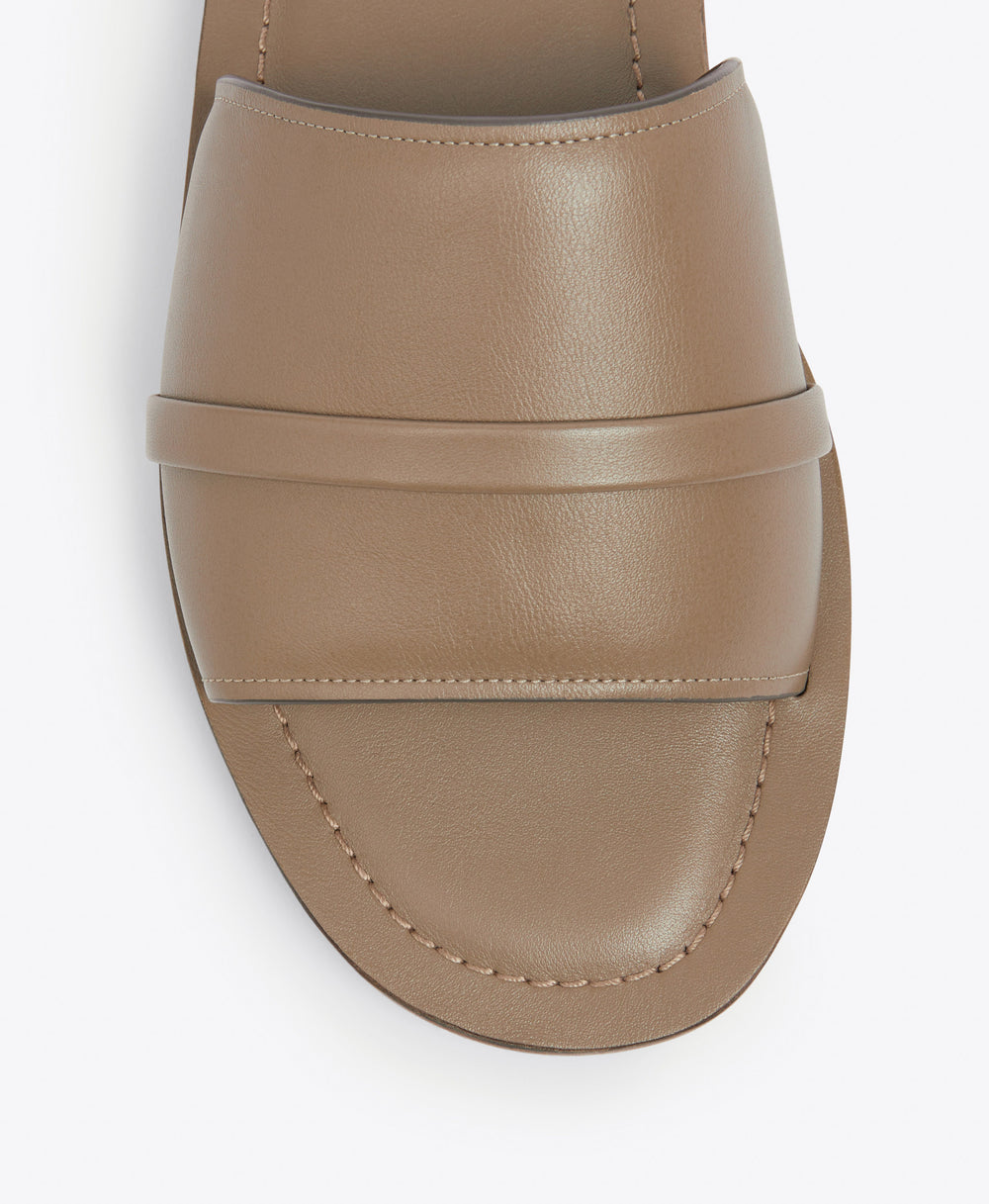 Men's Taupe Leather Slides  Malone Souliers