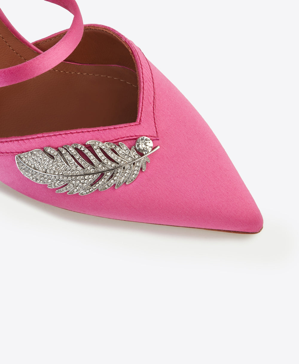 Women's Pink Satin Embellished Stiletto Mules Malone Souliers