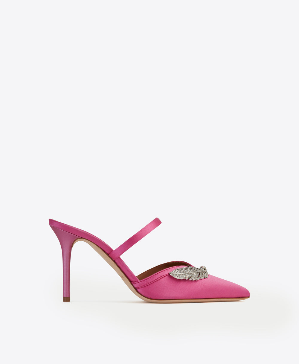 Women's Pink Satin Embellished Stiletto Mules Malone Souliers