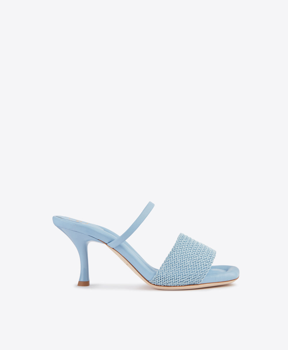 Women's Blue Leather Heeled Sandals Malone Souliers